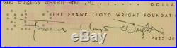 Frank Lloyd Wright Prominent American Architect Signed Check Authentic''Rare'