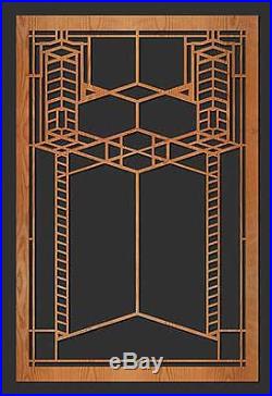 Frank Lloyd Wright ROBIE HOUSE Art Glass Design WALL HANGING Etched Wood 31x11-B
