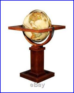 Frank Lloyd Wright Reproduction Globe w Square Wood Stand ID 25507