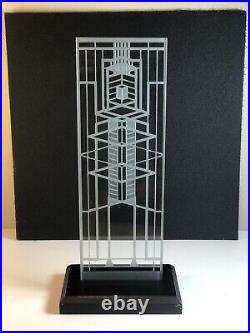 Frank Lloyd Wright Robie House Window No. 51 Etched Art Glass With Wood Base