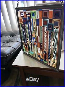 Frank Lloyd Wright SAGUARO FORMS Stained Glass Hanging Panel FromThe FYL Foun