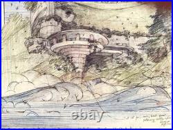 Frank Lloyd Wright'SEACLIFF' Project Watercolor & Colored Pencil Framed