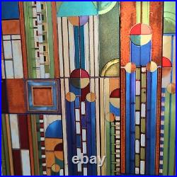 Frank Lloyd Wright Saguaro Art Glass Panel multicolor Suncatcher Geometric mcm