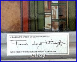 Frank Lloyd Wright Saguaro Cactus Flowers Stained Glass Art with Metal Frame