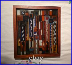 Frank Lloyd Wright Saguaro Cactus Flowers Stained Glass with Wood Frame Stand