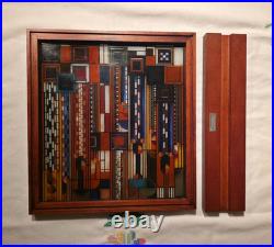 Frank Lloyd Wright Saguaro Cactus Flowers Stained Glass with Wood Frame Stand
