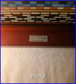 Frank Lloyd Wright Saguaro Cactus Flowers Stained Glass with Wood Frame Stand