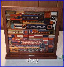 Frank Lloyd Wright Saguaro Cactus Flowers Stained Glass with Wood Frame Stand