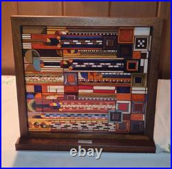Frank Lloyd Wright Saguaro Cactus Flowers Stained Glass with Wood Frame Stand