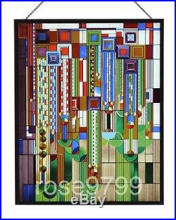 Frank Lloyd Wright Saguaro Forms Cactus Flowers Stained Art Glass Metal Framed