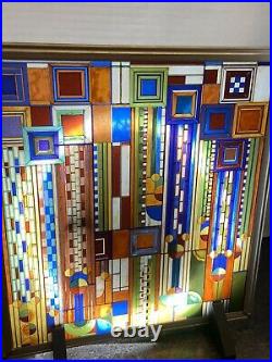 Frank Lloyd Wright Saguaro Forms & Cactus Flowers Stained Glass Panel Suncatcher