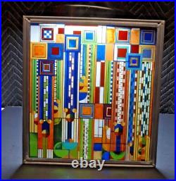 Frank Lloyd Wright Saguaro Forms & Cactus Flowers Stained Glass Suncatcher Panel