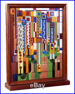 Frank Lloyd Wright Saguaro Forms Cactus Flowers Wood Framed Stained Glass