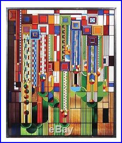 Frank Lloyd Wright Saguaro Stained Glass Metal Framed Ht13.88 x 11, New, Free