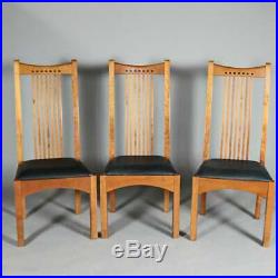 Frank Lloyd Wright School Arts & Crafts Style Cherry Dining Chairs by Stickley