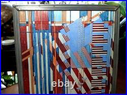 Frank Lloyd Wright Series Stained Glass Reproduction Signed Rare Vintage