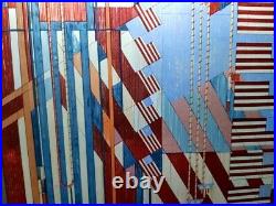Frank Lloyd Wright Series Stained Glass Reproduction Signed Rare Vintage