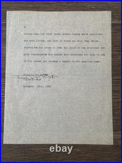 Frank Lloyd Wright Signed 1953 Manuscript to Robsjohn Gibbings Book