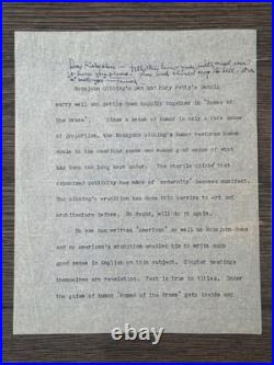 Frank Lloyd Wright Signed 1953 Manuscript to Robsjohn Gibbings Book