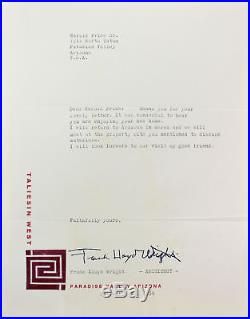 Frank Lloyd Wright Signed 8.5x11 Letter Dated February 8th, 1954 BAS #A68020