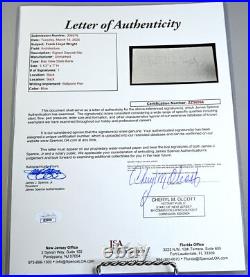 Frank Lloyd Wright Signed Bank Deposit Slip Authenticated by JSA