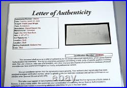 Frank Lloyd Wright Signed Bank Deposit Slip Authenticated by JSA