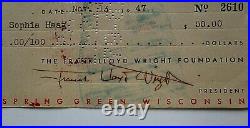 Frank Lloyd Wright Signed Check Farmers State Bank Dated Nov 13 1947
