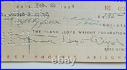Frank Lloyd Wright Signed Check From 1954 With Coa From Psa