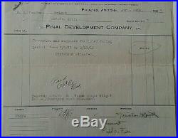 Frank Lloyd Wright Signed Early Receipt W Notation Dated April 24, 1917