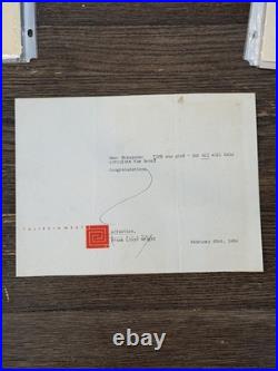 Frank Lloyd Wright Signed Letter 1954 to Robsjohn Gibbings TIME Design Legends