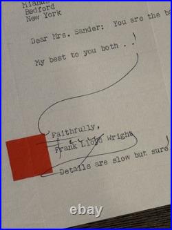 Frank Lloyd Wright Signed Letter Taliesin August 29 1953 Baker Sander Family