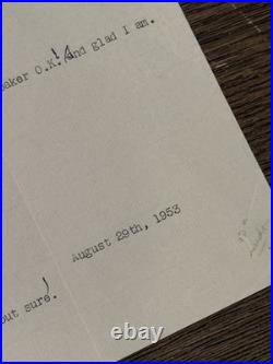Frank Lloyd Wright Signed Letter Taliesin August 29 1953 Baker Sander Family