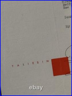 Frank Lloyd Wright Signed Letter Taliesin August 29 1953 Baker Sander Family