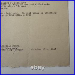 Frank Lloyd Wright Signed Letter Taliesin Letterhead October 20th 1947