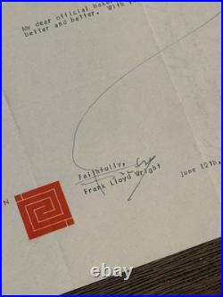 Frank Lloyd Wright Signed Letter Taliesin West June 12, 1954 Personal
