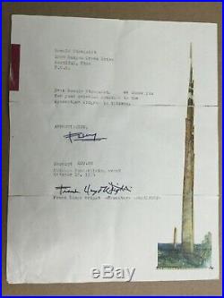 Frank Lloyd Wright Signed Letter of Appreciation for Donation 1955 Free Shipping