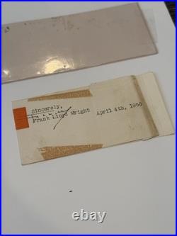 Frank Lloyd Wright Signed Note Taliesin West April 4th, 1950