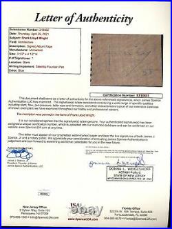 Frank Lloyd Wright Signed Paper 3.5x4.5 JSA Certified