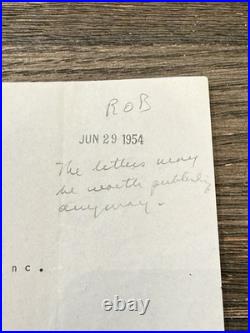 Frank Lloyd Wright Signed Taliesin Note 1954 Viking Press ALS Autograph Rare