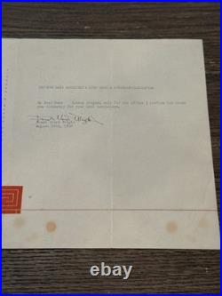 Frank Lloyd Wright Signed Taliesin Note to Architect Kenneth Day 1940 Rare