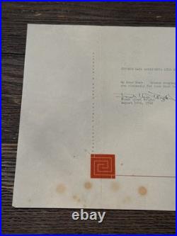 Frank Lloyd Wright Signed Taliesin Note to Architect Kenneth Day 1940 Rare