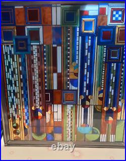 Frank Lloyd Wright Stained Glass 12x11 inches Certified Foundation Saguaro
