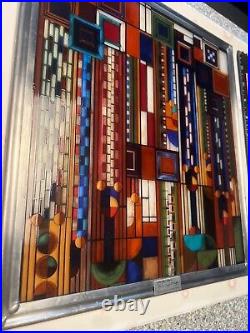 Frank Lloyd Wright Stained Glass 12x11 inches Certified Foundation Saguaro