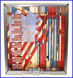 Frank Lloyd Wright Stained Glass Flag July Fourth Glassmasters USA Vintage5591AK