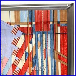 Frank Lloyd Wright Stained Glass Flag July Fourth Glassmasters USA Vintage5591AK