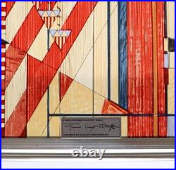 Frank Lloyd Wright Stained Glass Flag July Fourth Glassmasters USA Vintage5591AK