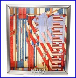 Frank Lloyd Wright Stained Glass Flag July Fourth Glassmasters USA Vintage5591AK