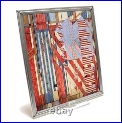 Frank Lloyd Wright Stained Glass Flag July Fourth Glassmasters USA Vintage5591AK