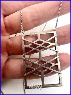 Frank Lloyd Wright Sterling Silver Pico Robie House Window Necklace Modernist