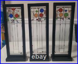 Frank Lloyd Wright Style Glass Panel Set of 3 March Balloons Repro Art